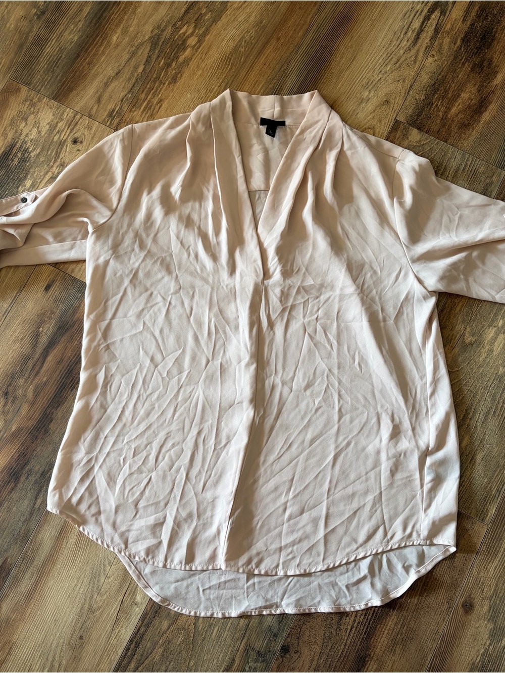 Mossimo Supply Co. Pale Blush V-Neck Roll-Tab Blouse